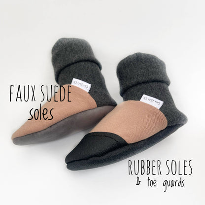 Bottes chaudes pour bébé bleu chiné, bottines en polaire de bambou