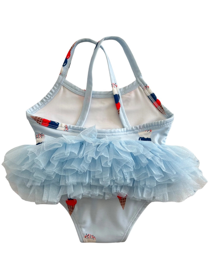 Traje de baño con tutú Ariel y helado azul, protección solar UPF 50+ (bebés y niños)