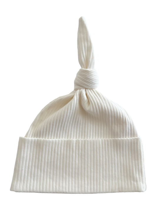 Ivory / Organic Ribbed Beanie (Baby - Kids)