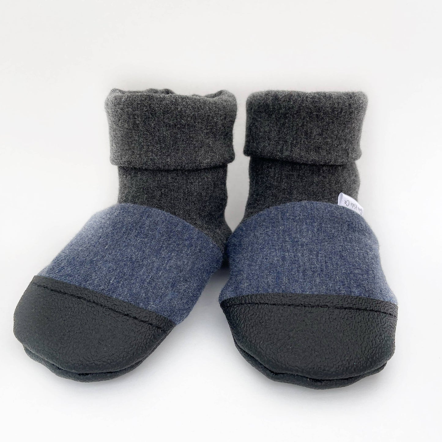 Bottes chaudes pour bébé bleu chiné, bottines en polaire de bambou