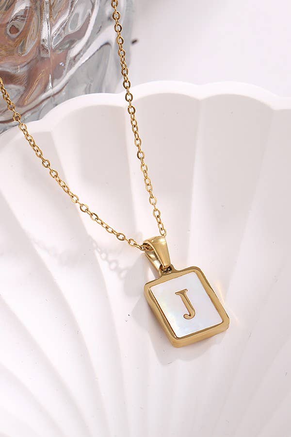 MOP  INITIAL STAINLESS STEEL TARNISH FREE NECKLACE | 40NK314