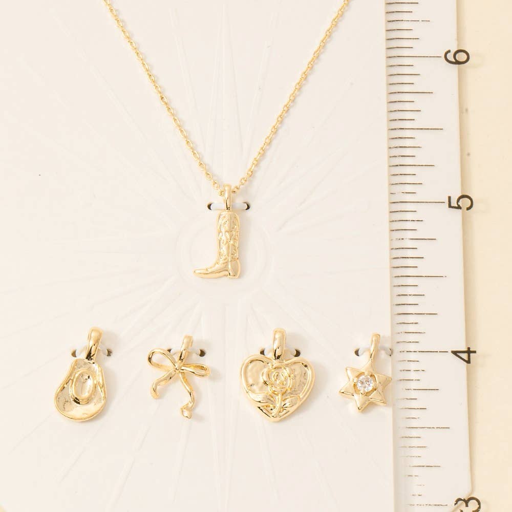 Western Cowboy Boots Swappable Pendant Necklace