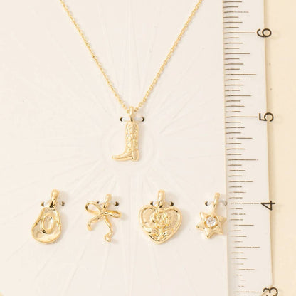 Western Cowboy Boots Swappable Pendant Necklace