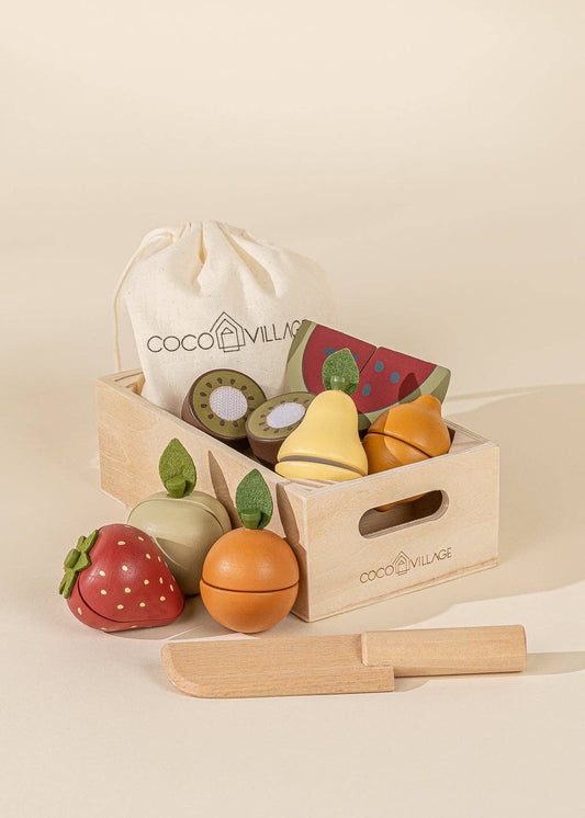 Coffret de jeu de fruits en bois
