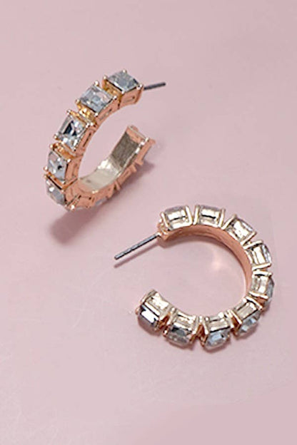PENDIENTES DE ARO CON ESTACIÓN DE DIAMANTES DE IMITACIÓN | 80E5380