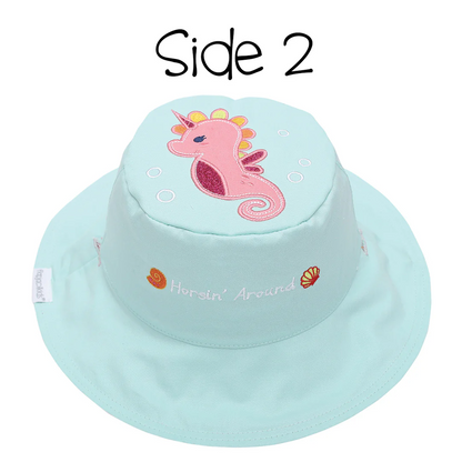 Reversible Kids UPF50+ Sun Hat MERMAID/SEAHORSE