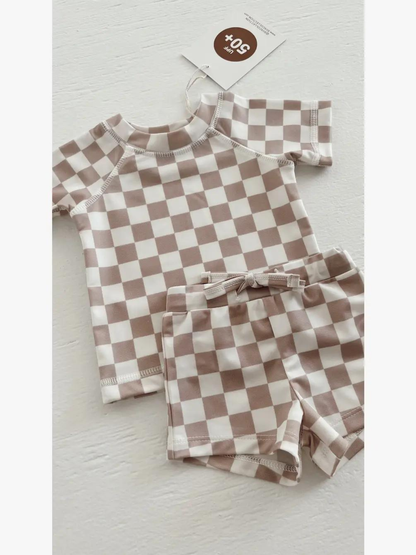 Tiramisu Checkerboard / Cove Rashguard Set / UPF 50+ (Baby)