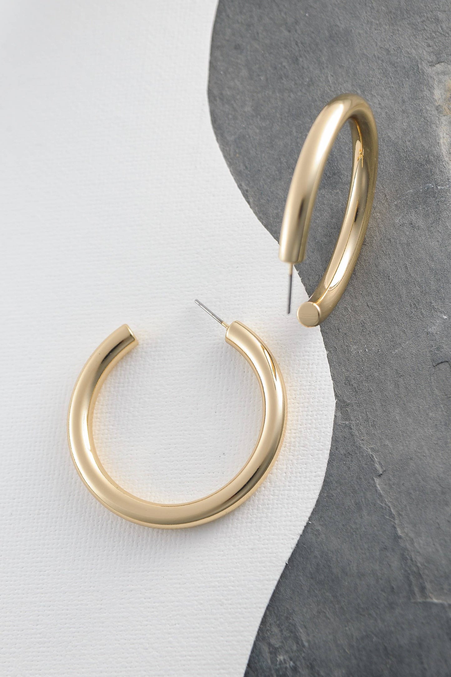 BOUCLES D'OREILLES CRÉOLES CLASSIQUES ÉPAISSES 1,75 POUCE | 10E3032446