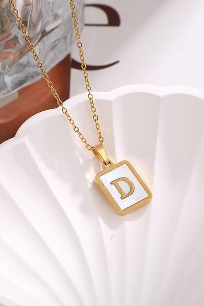 MOP  INITIAL STAINLESS STEEL TARNISH FREE NECKLACE | 40NK314