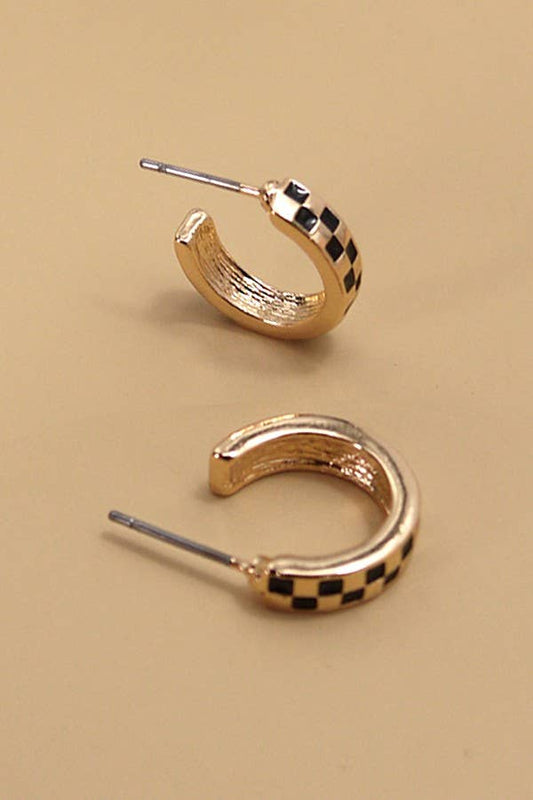 PENDIENTES DE ARO MINI CHECKER HUGGIE | 31E24864