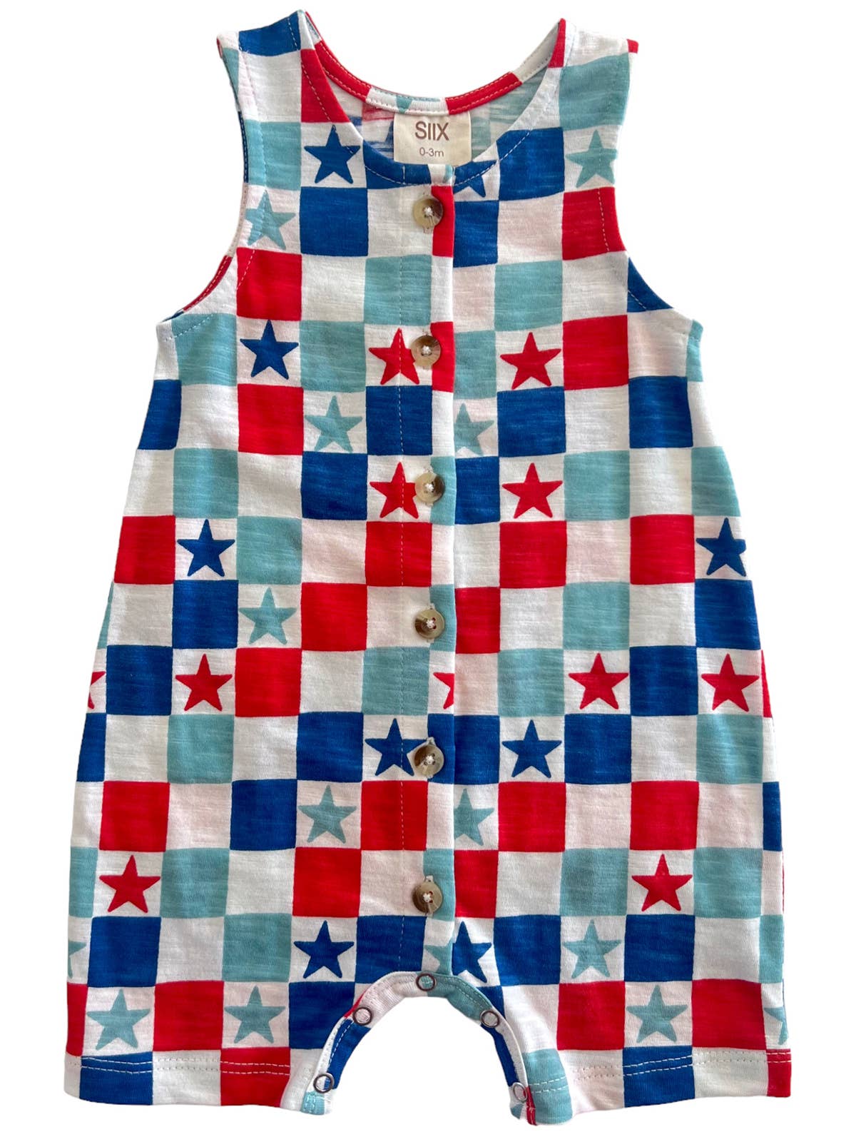 Shortie bai bio à damier rouge, blanc et bleu (bébé)