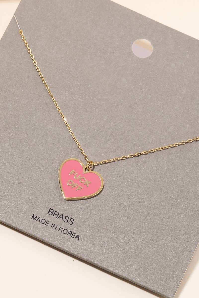 Fuck Off Heart Pendant Necklace