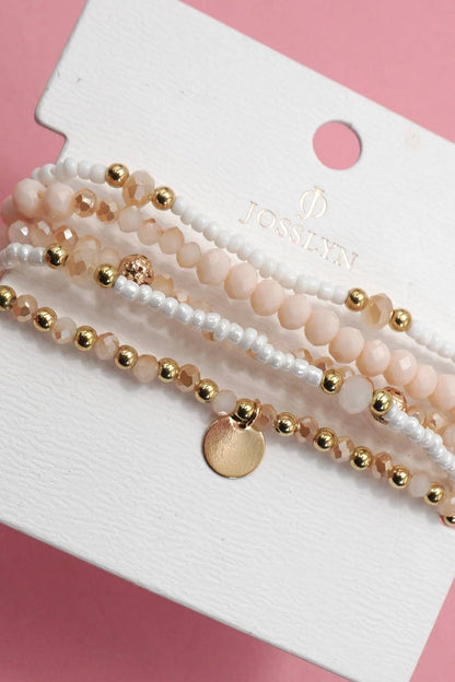 MULTILAYER BEADED CHAIN DISC CHARM BRACELET | 40B5160