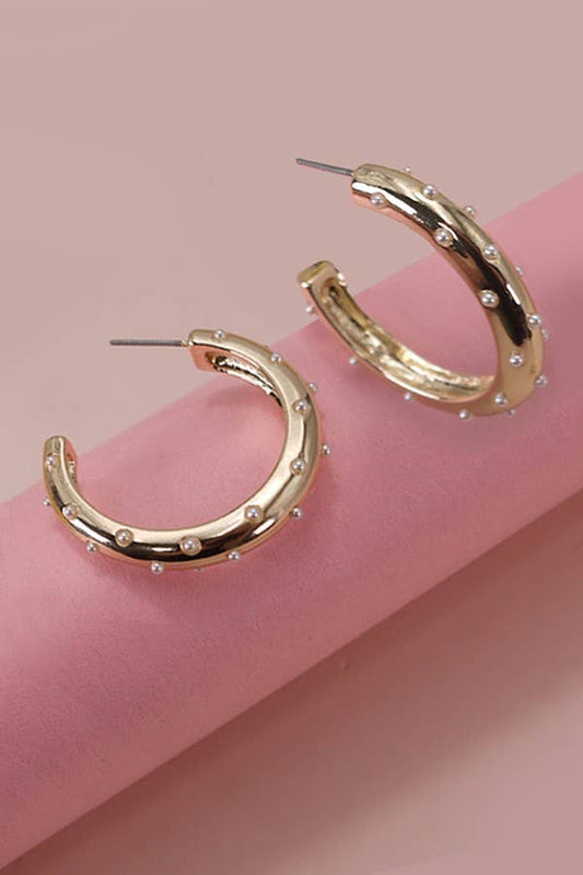 PENDIENTES DE ARO CON PERLAS TACHUELAS | 31E24888