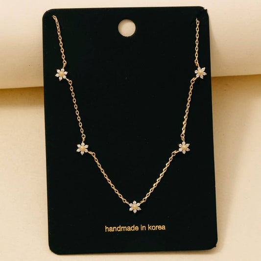 Dainty Cz Flower Station Necklace