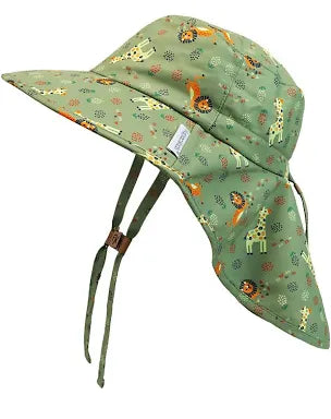 Flap Jack Kids: Sun Hat With Neck Cape, Zoo Animals