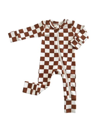Stracciatella Checkerboard / Organic 2-Way Zip Romper (Baby)