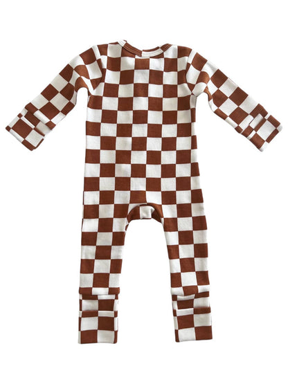 Stracciatella Checkerboard / Organic 2-Way Zip Romper (Baby)