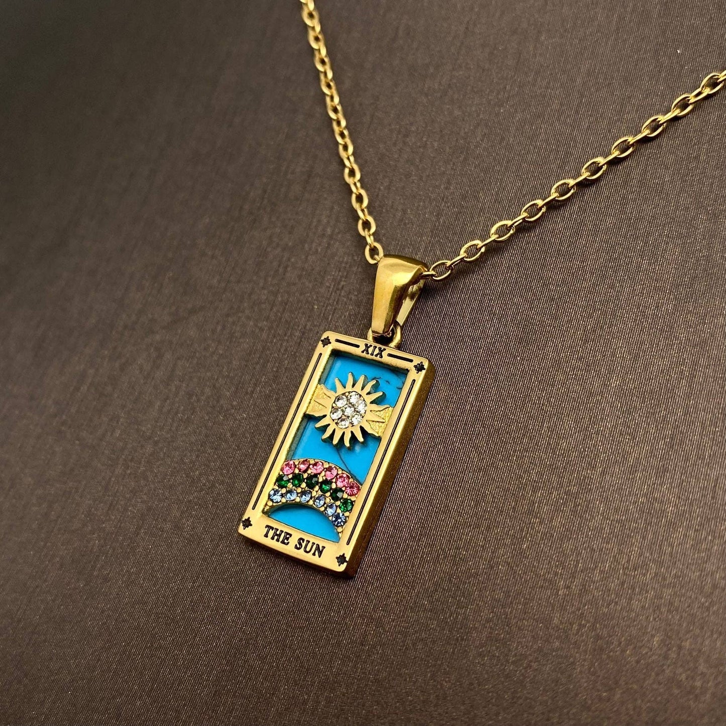 Star Moon Tarot 18K Gold Plated Steel Necklace -FGS/MS