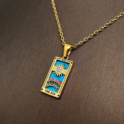 Star Moon Tarot 18K Gold Plated Steel Necklace -FGS/MS