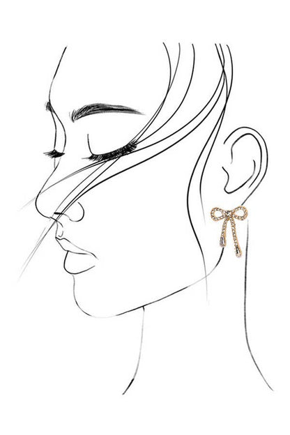 BOUCLES D'OREILLES PENDANTES EN FORME DE NŒUD EN STRASS | 80E2433
