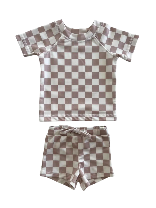 Tiramisu Checkerboard / Cove Rashguard Set / UPF 50+ (Baby)