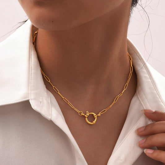 COLLAR CÍRCULO ANTIEMPAÑAMIENTO DE ACERO INOXIDABLE DE 18 K | 40NK9402