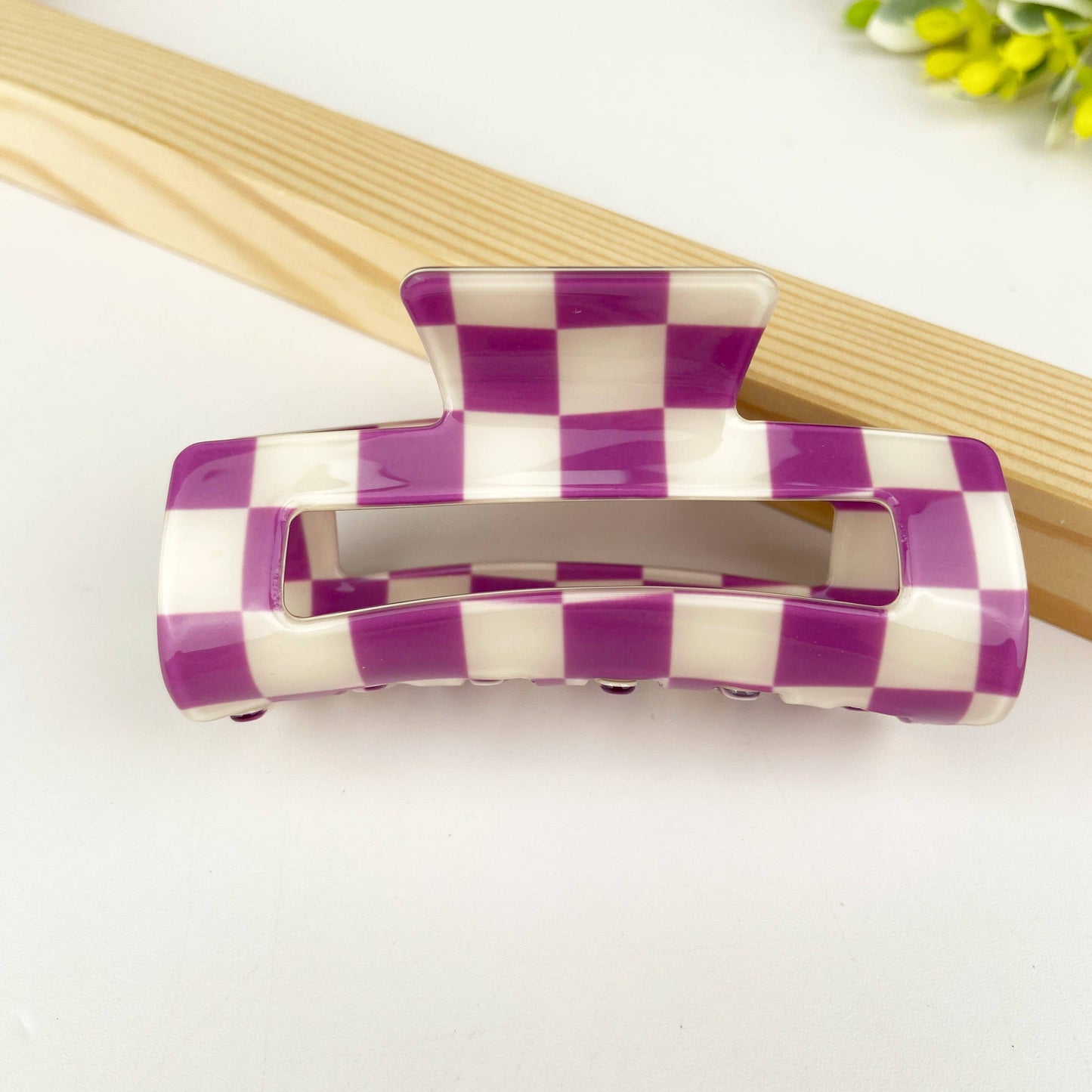 Pince à cheveux rétro en damier