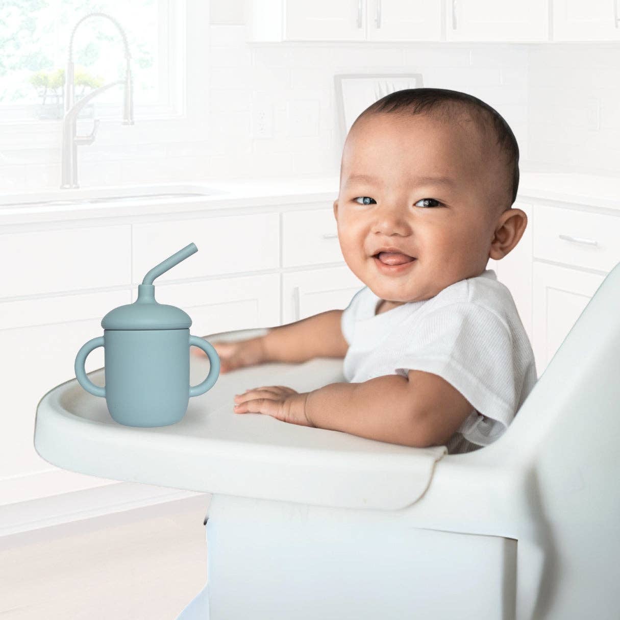 Sippy Cup with Straw, Spill-Proof & Anti-Stain - Sage