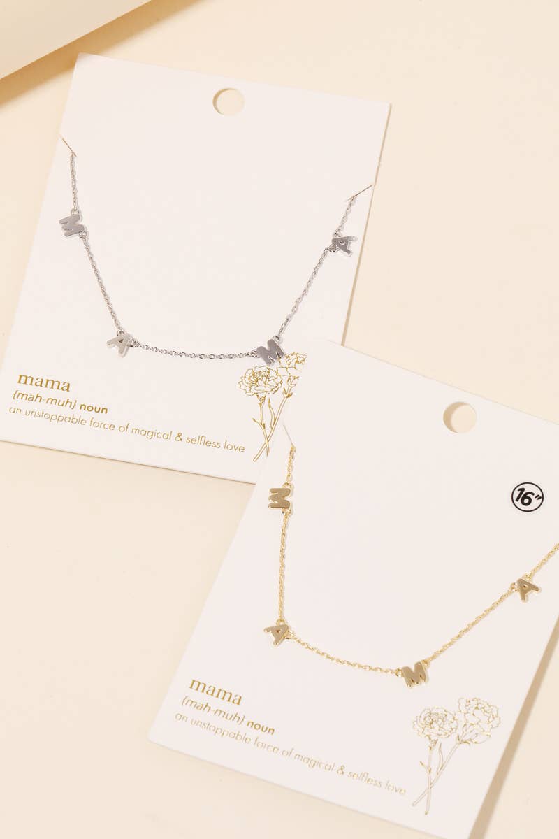Dainty Mama Print Charm Necklace