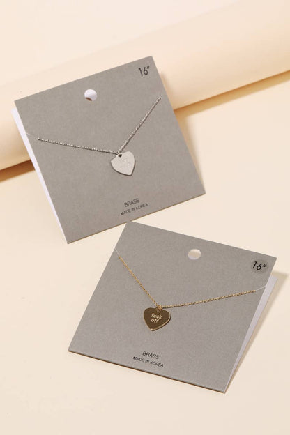 Fuck Off Heart Pendant Necklace
