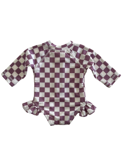 Berry Cheesecake Checkerboard / Skipper Rashguard Swimsuit /
