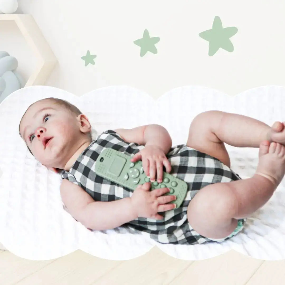 Sensory Popper Teether Phone - Sage