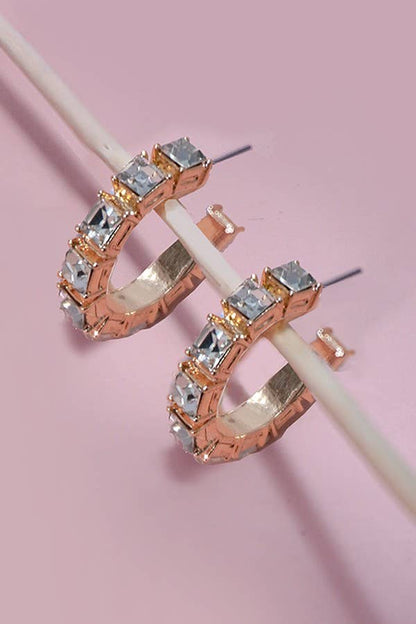PENDIENTES DE ARO CON ESTACIÓN DE DIAMANTES DE IMITACIÓN | 80E5380