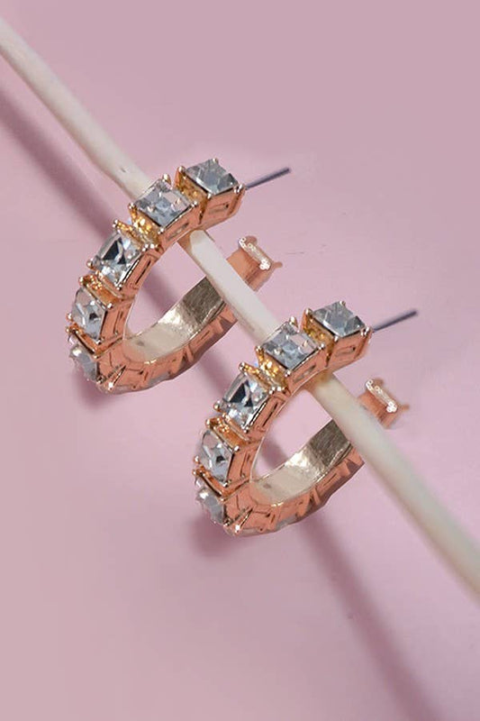 PENDIENTES DE ARO CON ESTACIÓN DE DIAMANTES DE IMITACIÓN | 80E5380