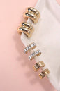 TRIO DE PENDIENTES HUGGIE DE DOBLE ARO CON PIEDRA BAGUETTE | 80E5317