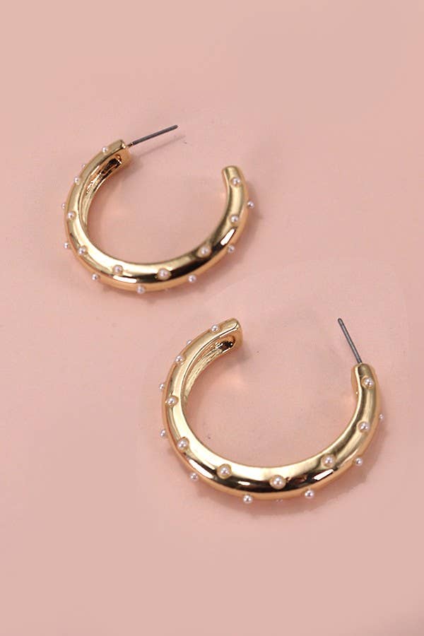 PENDIENTES DE ARO CON PERLAS TACHUELAS | 31E24888