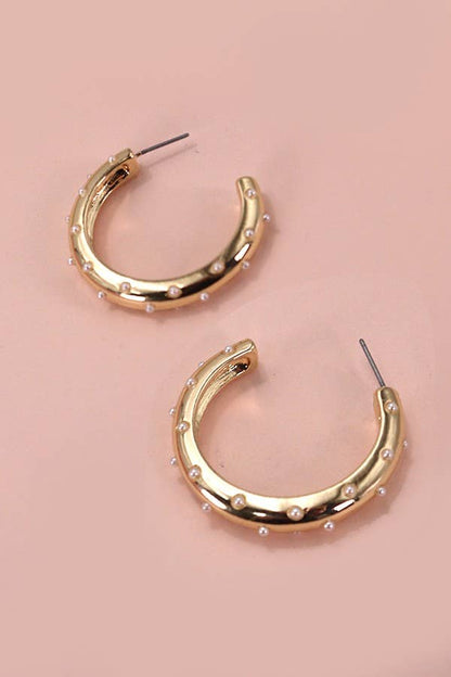 PENDIENTES DE ARO CON PERLAS TACHUELAS | 31E24888