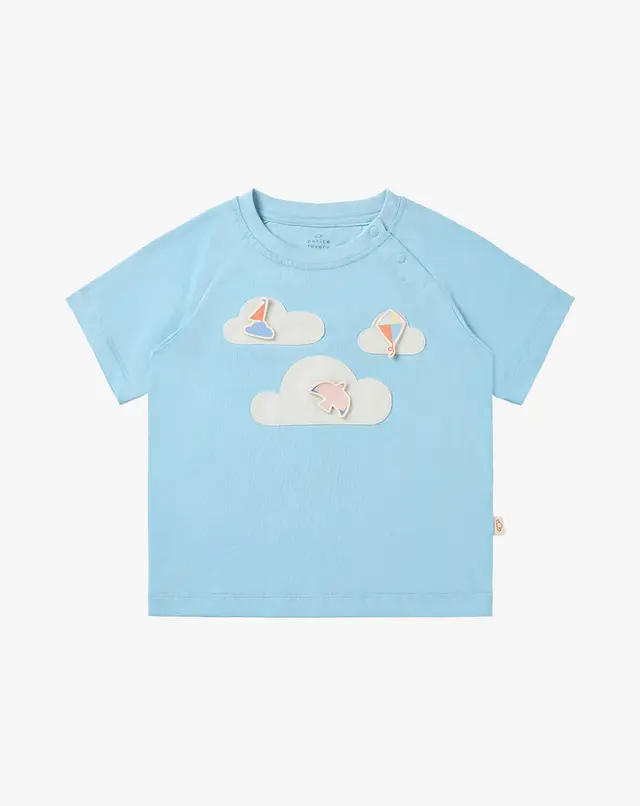 Quick Dry Cooling Cotton Raglan Short Sleeve Tee- Forget Me Not