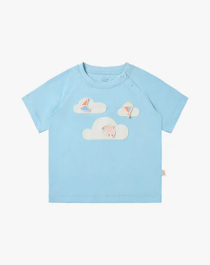 Quick Dry Cooling Cotton Raglan Short Sleeve Tee- Forget Me Not