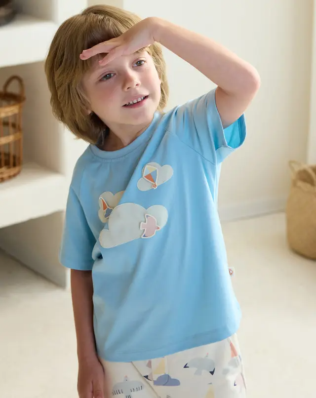 Quick Dry Cooling Cotton Raglan Short Sleeve Tee- Forget Me Not