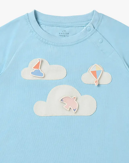 Quick Dry Cooling Cotton Raglan Short Sleeve Tee- Forget Me Not