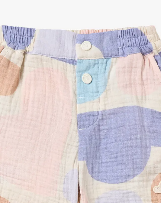 Wrinkled Muslin Shorts - Cloudy Seashells