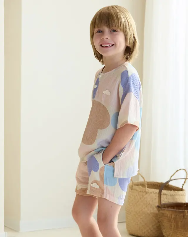 Wrinkled Muslin Short Sleeve Tee