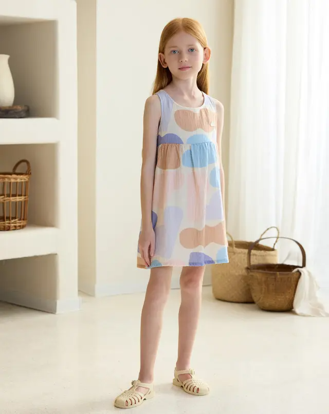 Wrinkled Muslin Dress- Cloudy Seashells