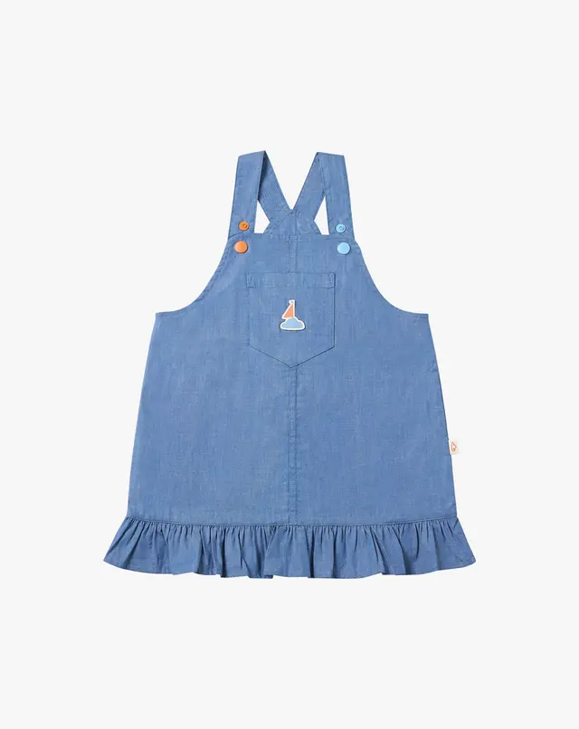 Denim Dress Overalls- Sailboat