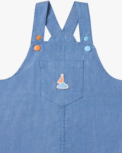 Denim Dress Overalls- Sailboat