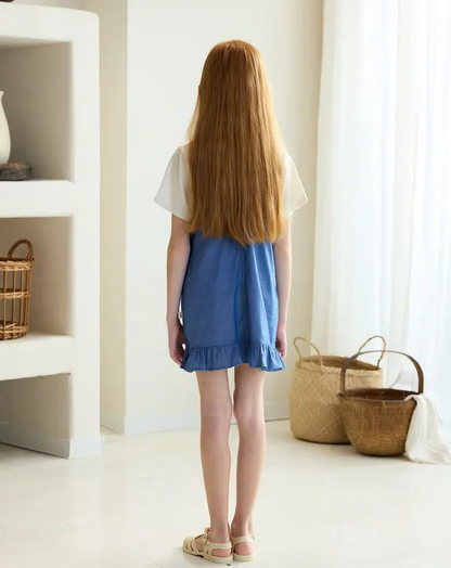 Denim Dress Overalls- Sailboat