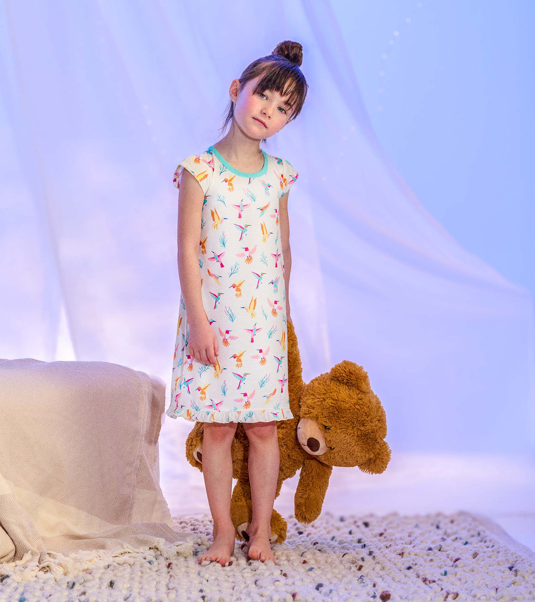Springtime Hummingbirds Ruffle Hem Nightdress- Hatley