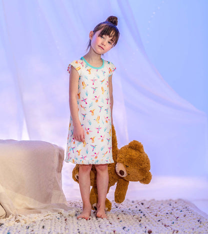 Springtime Hummingbirds Ruffle Hem Nightdress- Hatley